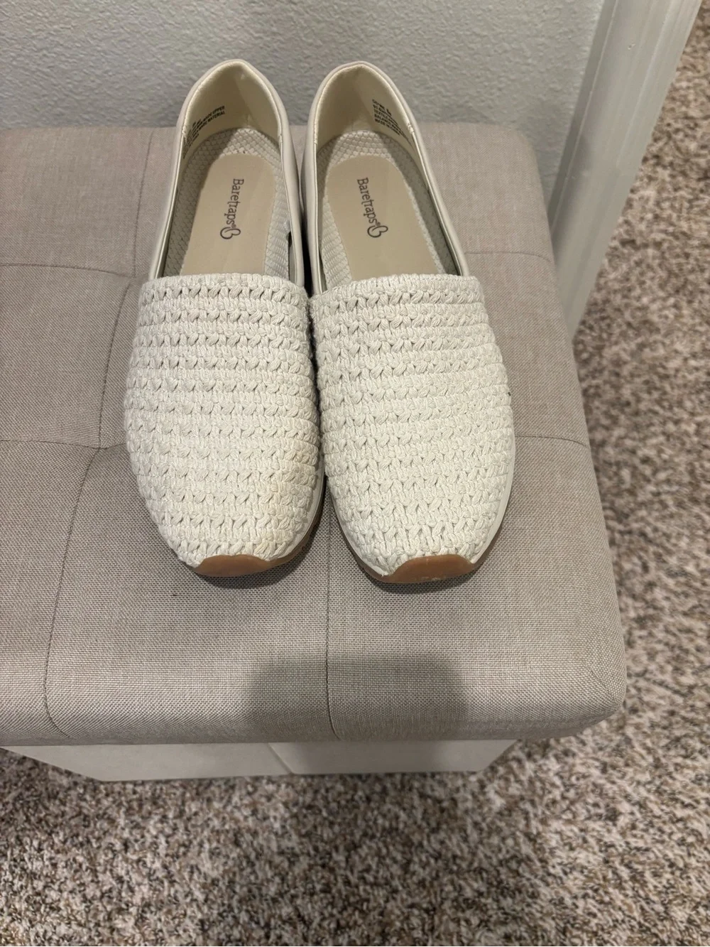 BareTraps Cream Woven Slip-On Loafers